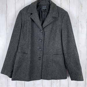 Izzi Collections Women's Pea Coat Size Large 100% Wool Single Breasted Gray